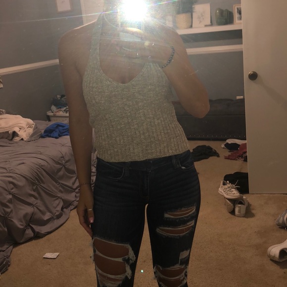 Oatmeal heather halter sweater - Picture 2 of 3